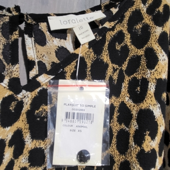 Loralette Leopard Print Spaghetti Strap Elastic Waist Romper Size 16 - Picture 3 of 9
